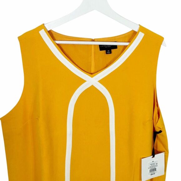 Victoria Beckham x Target 2X Marigold Tulip Appliqué Mod Shift Dress Yellow - Picture 4 of 12